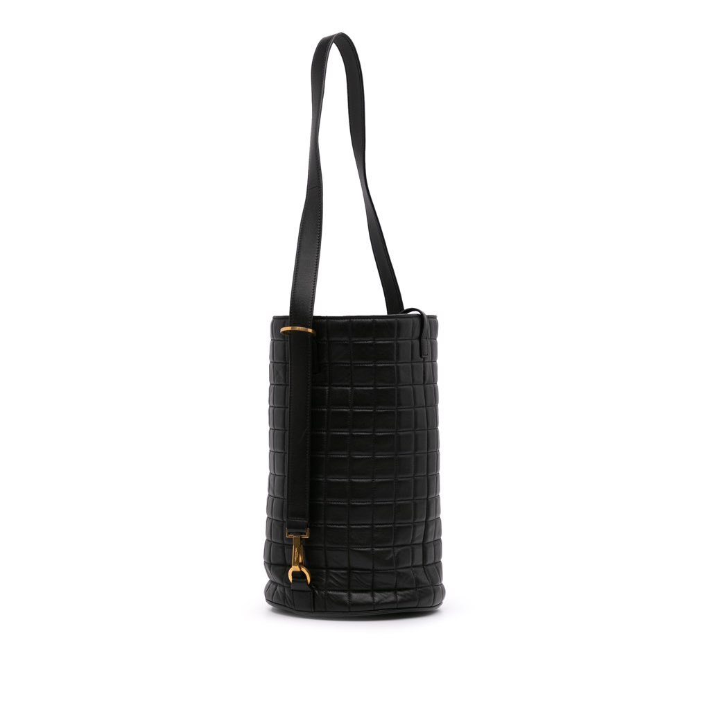 Saint Laurent Medium Lambskin Cecile Bucket Bag - Back view