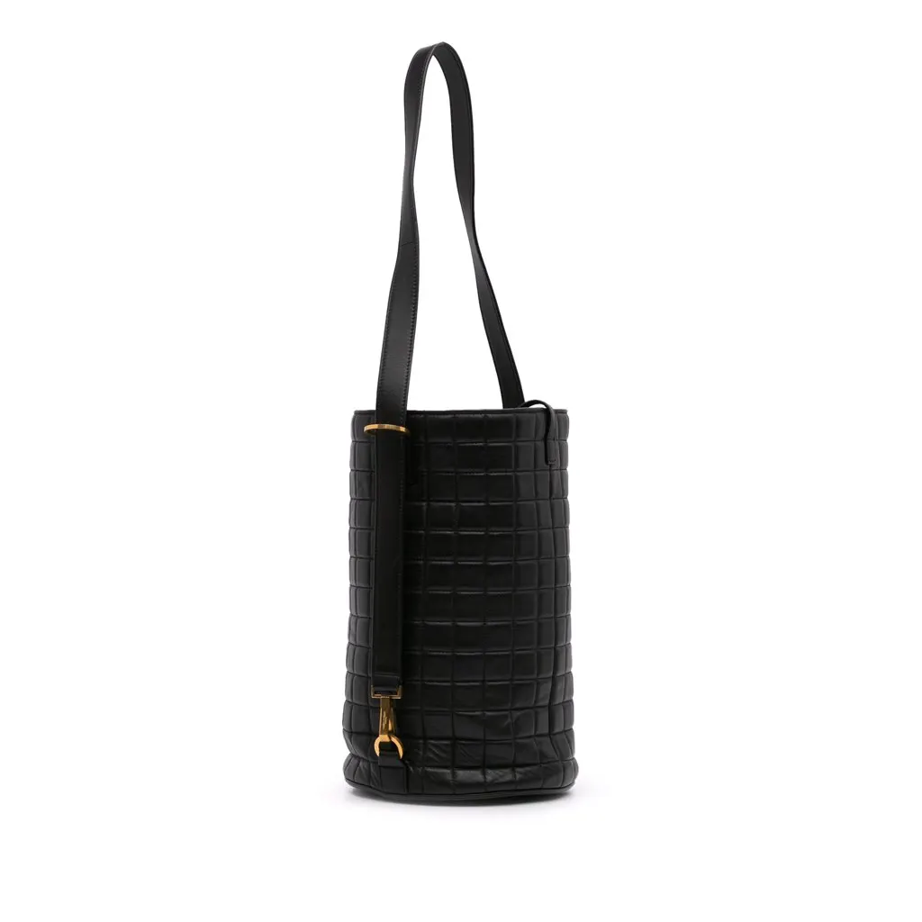 Saint Laurent Medium Lambskin Cecile Bucket Bag Black Leather Good - Back View