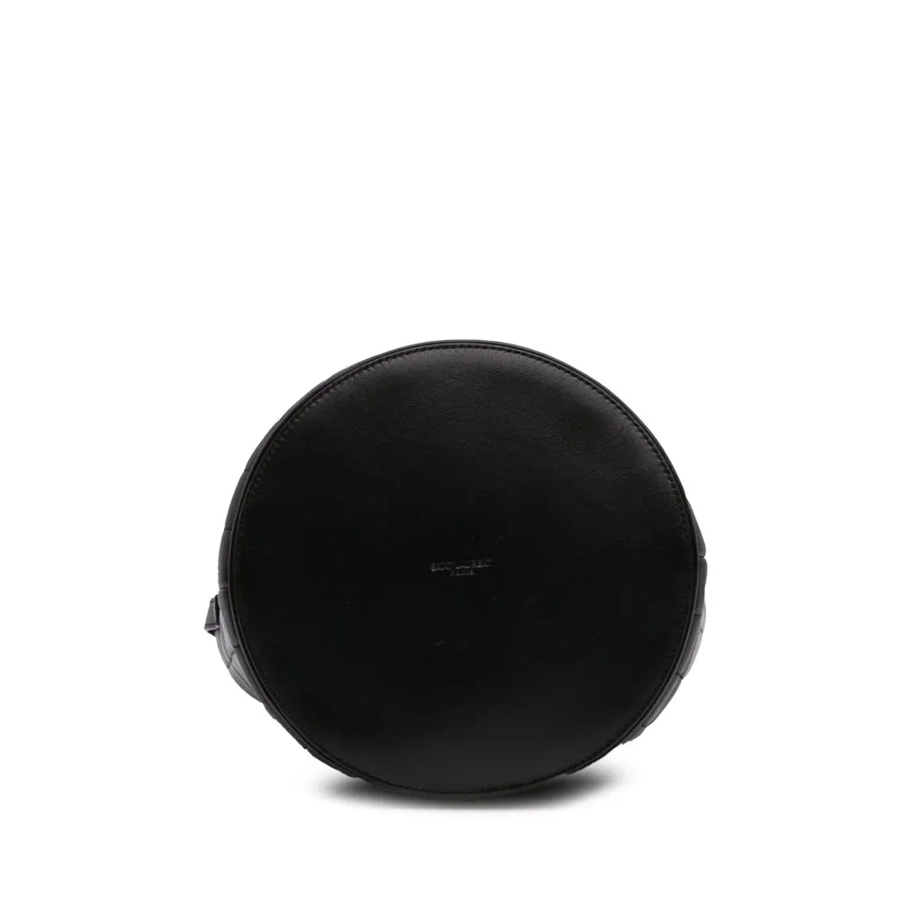 Saint Laurent Medium Lambskin Cecile Bucket Bag Black Leather Good - Inside View