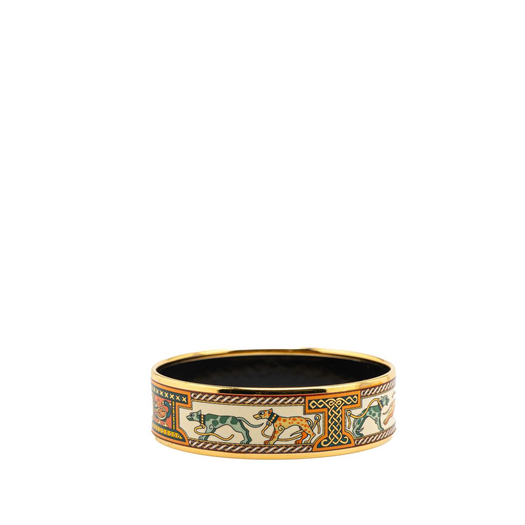 Hermès Wide Greyhound Enamel Bangle 62 - 2