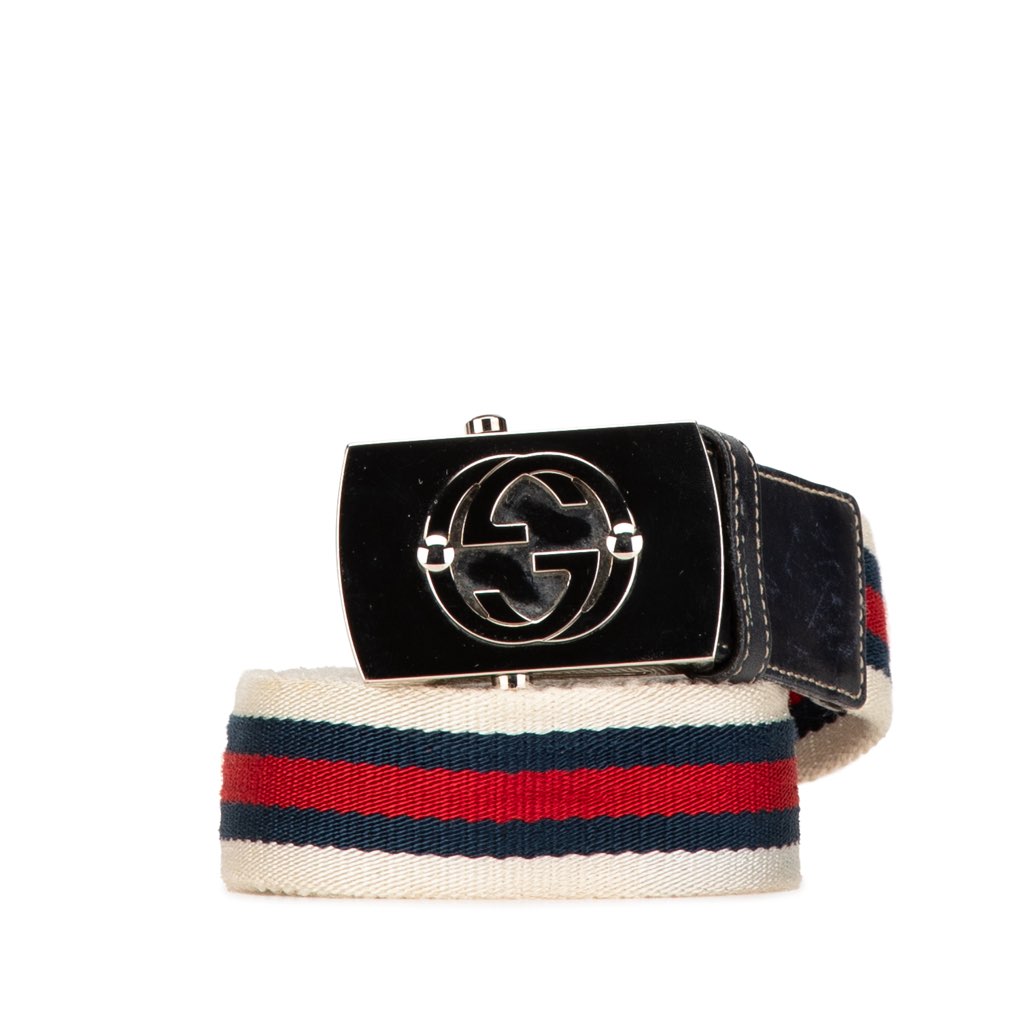 Gucci Canvas Interlocking G Web Buckle Belt