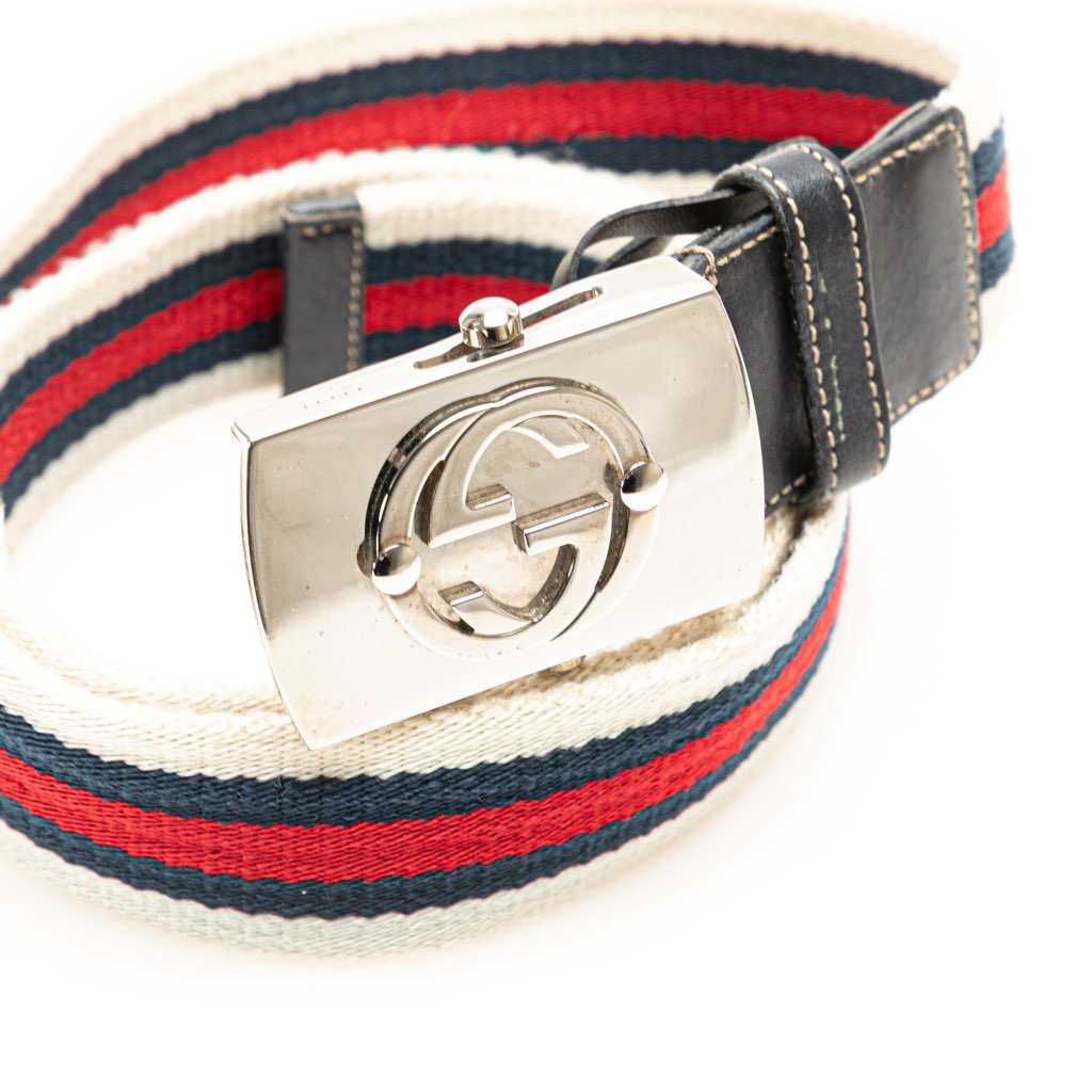 Gucci Canvas Interlocking G Web Buckle Belt - 4