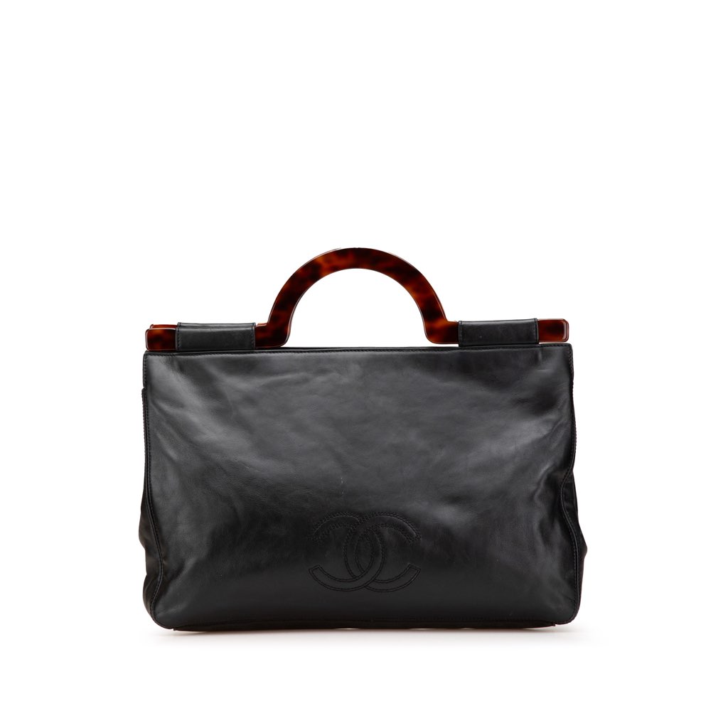 Chanel CC Lambskin Tortoise Handle Tote