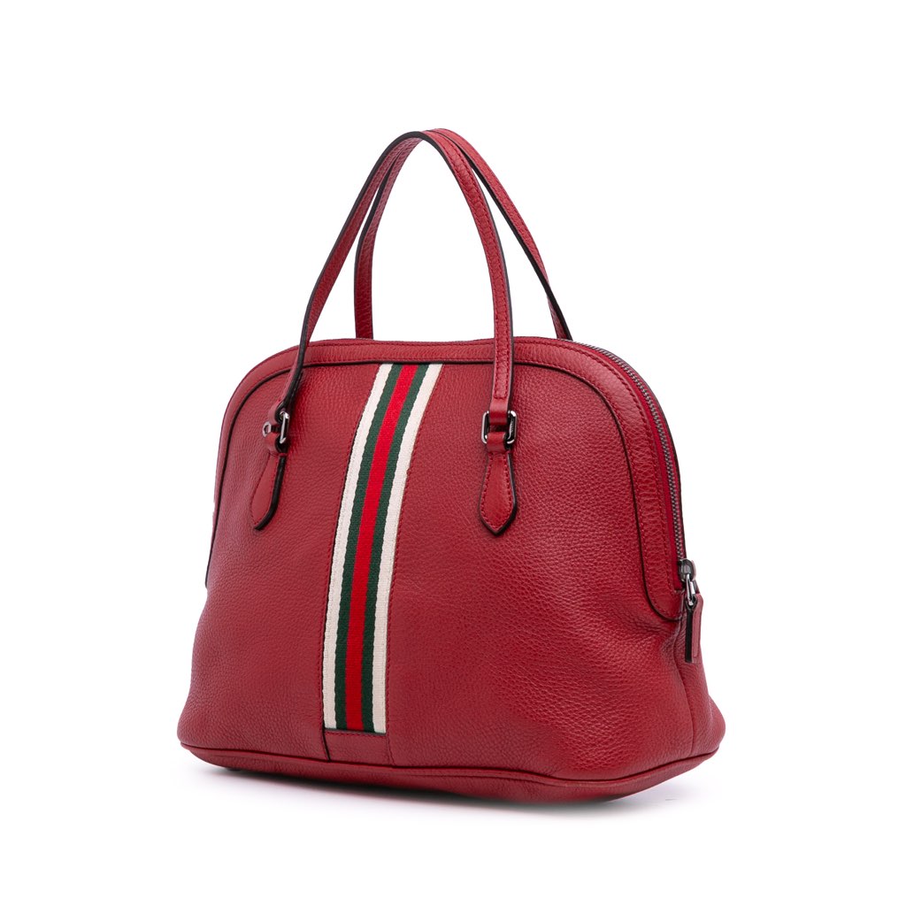 Gucci Medium Leather Web Dome Satchel - 2