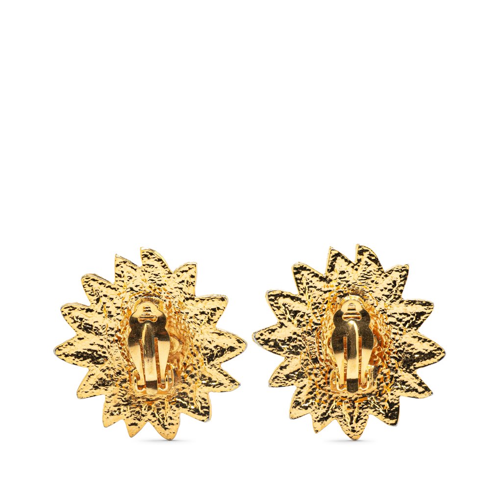 Chanel Gold Plated Lion Motif Clip On Earrings - 2