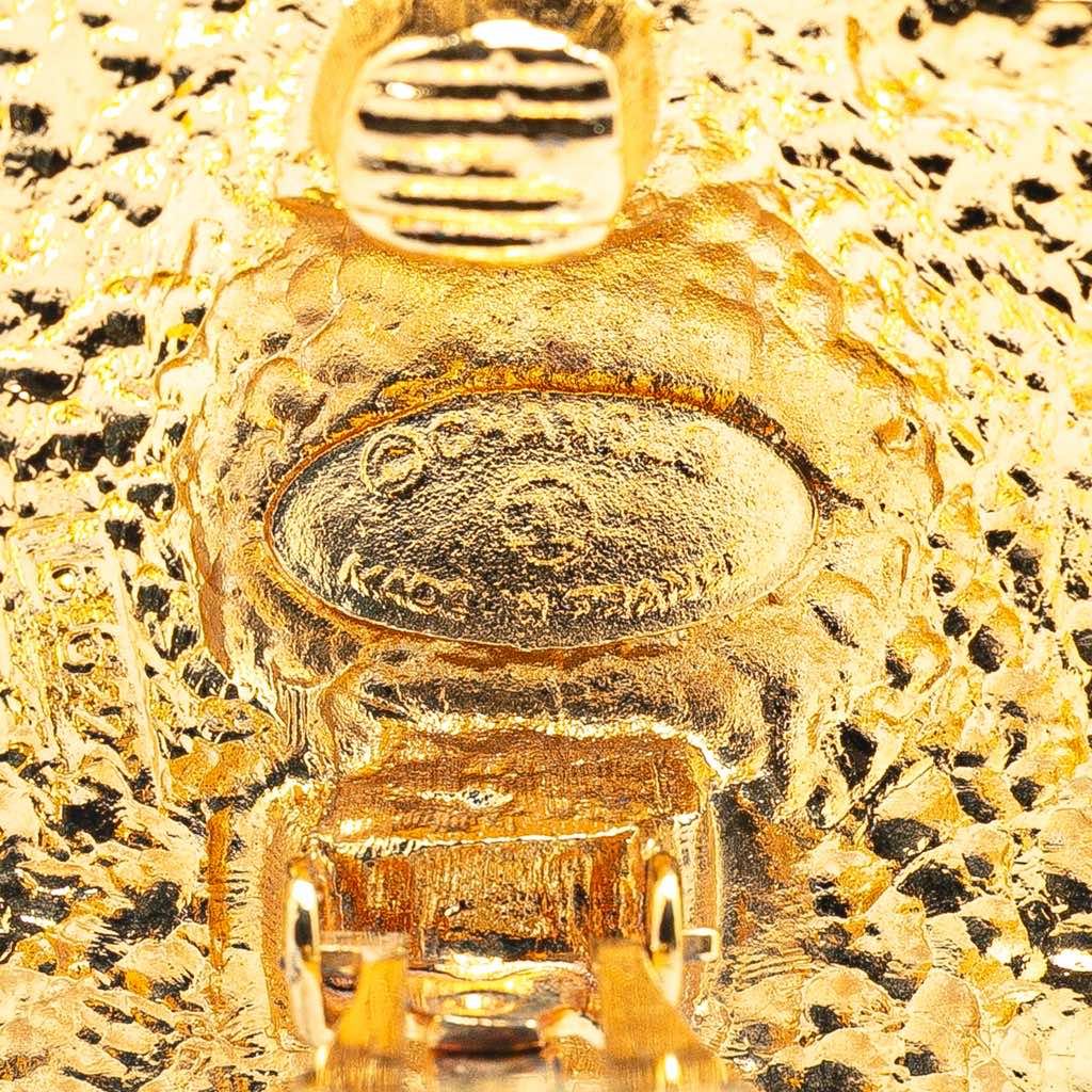 Chanel Gold Plated Lion Motif Clip On Earrings - 3