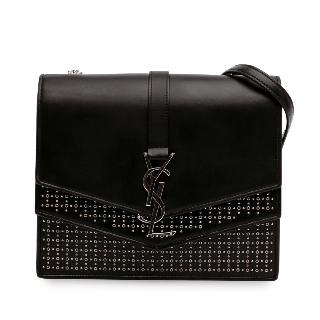 Saint Laurent Medium Studded Calfskin Monogram Sulpice Crossbody