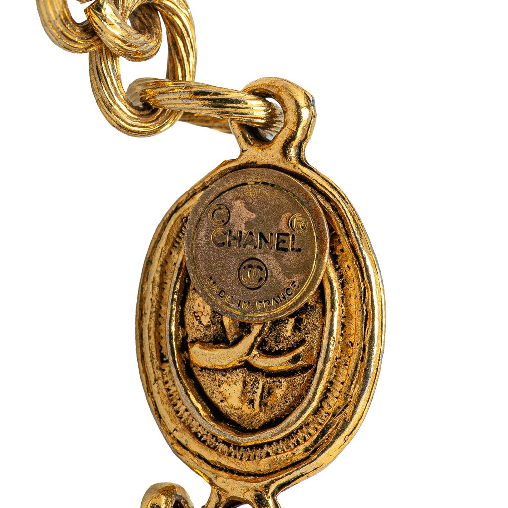Chanel Gold Plated CC Medallion Link Necklace - 2