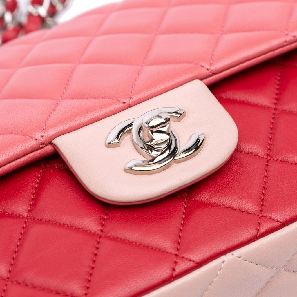 Chanel Medium Classic Tricolor Lambskin Valentines Heart Charms Single Flap - 5