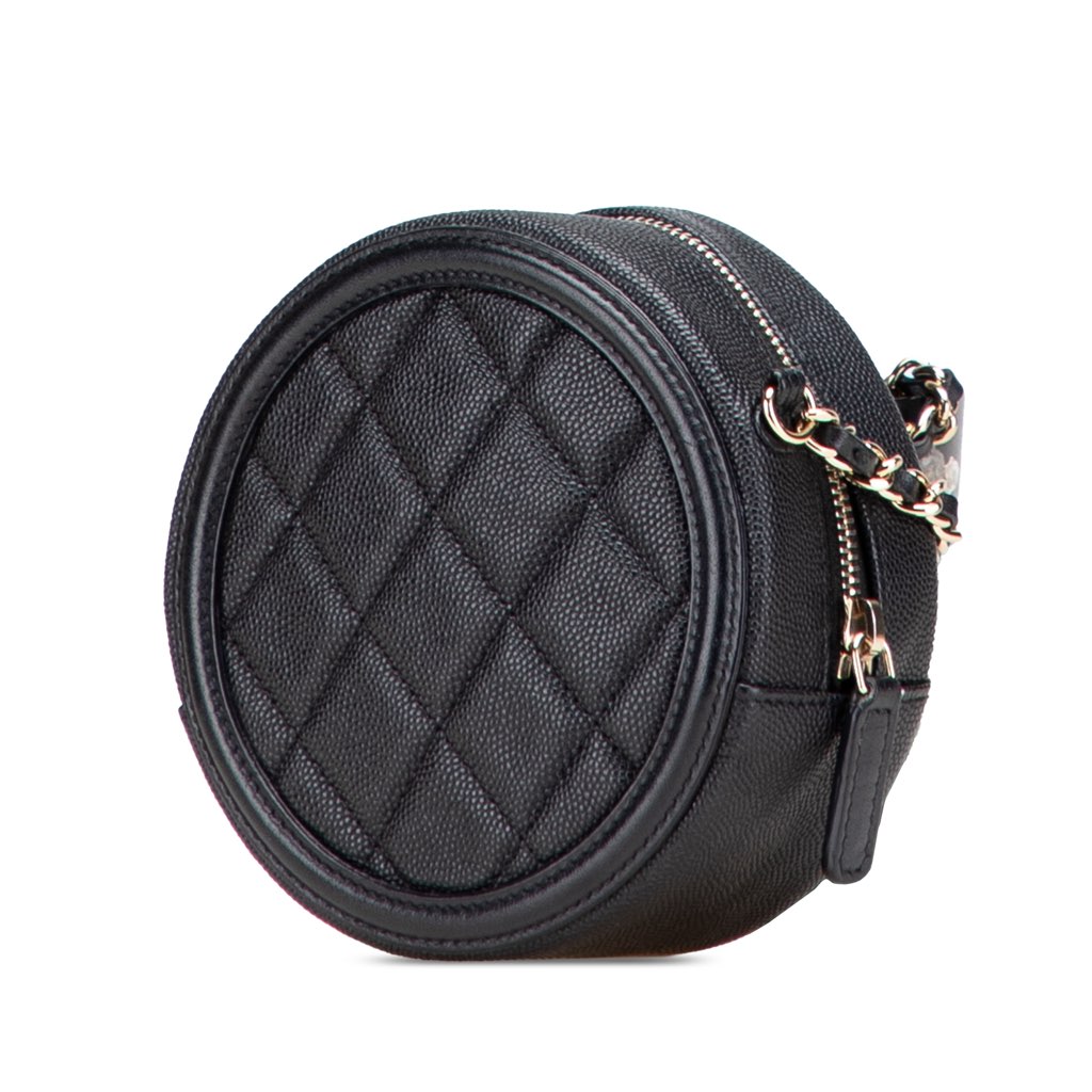 Chanel Caviar CC Filigree Round Clutch with Chain - Back view