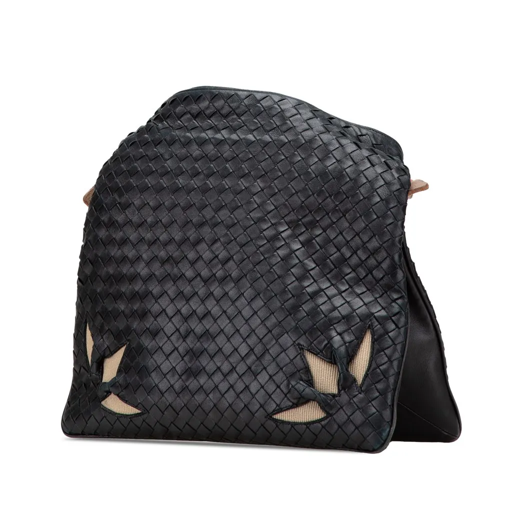 Bottega Veneta Nappa Intrecciato Marquise Flower Crossbody Black Leather Good - Back View