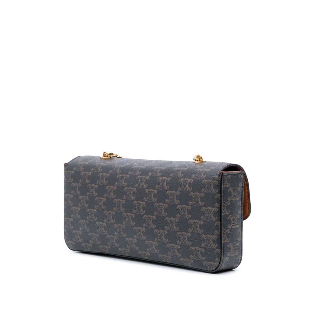 Celine Triomphe Coated Canvas Triomphe Chain Shoulder Bag - Back view