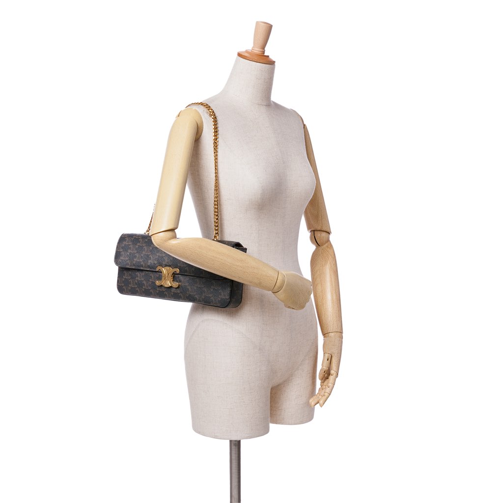 Celine Triomphe Coated Canvas Triomphe Chain Shoulder Bag - Image 12