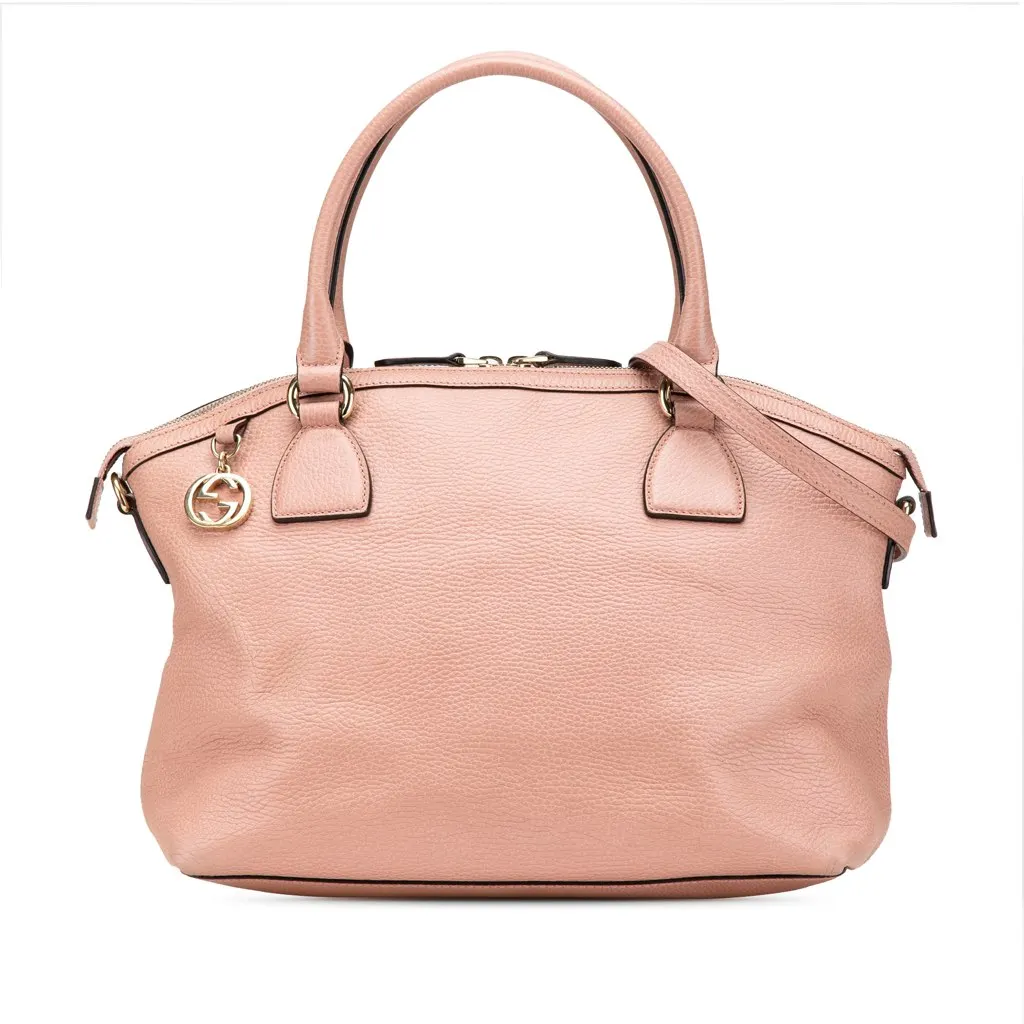 Gucci Medium Leather GG Charm Dome Satchel Pink Leather Very good - Front View