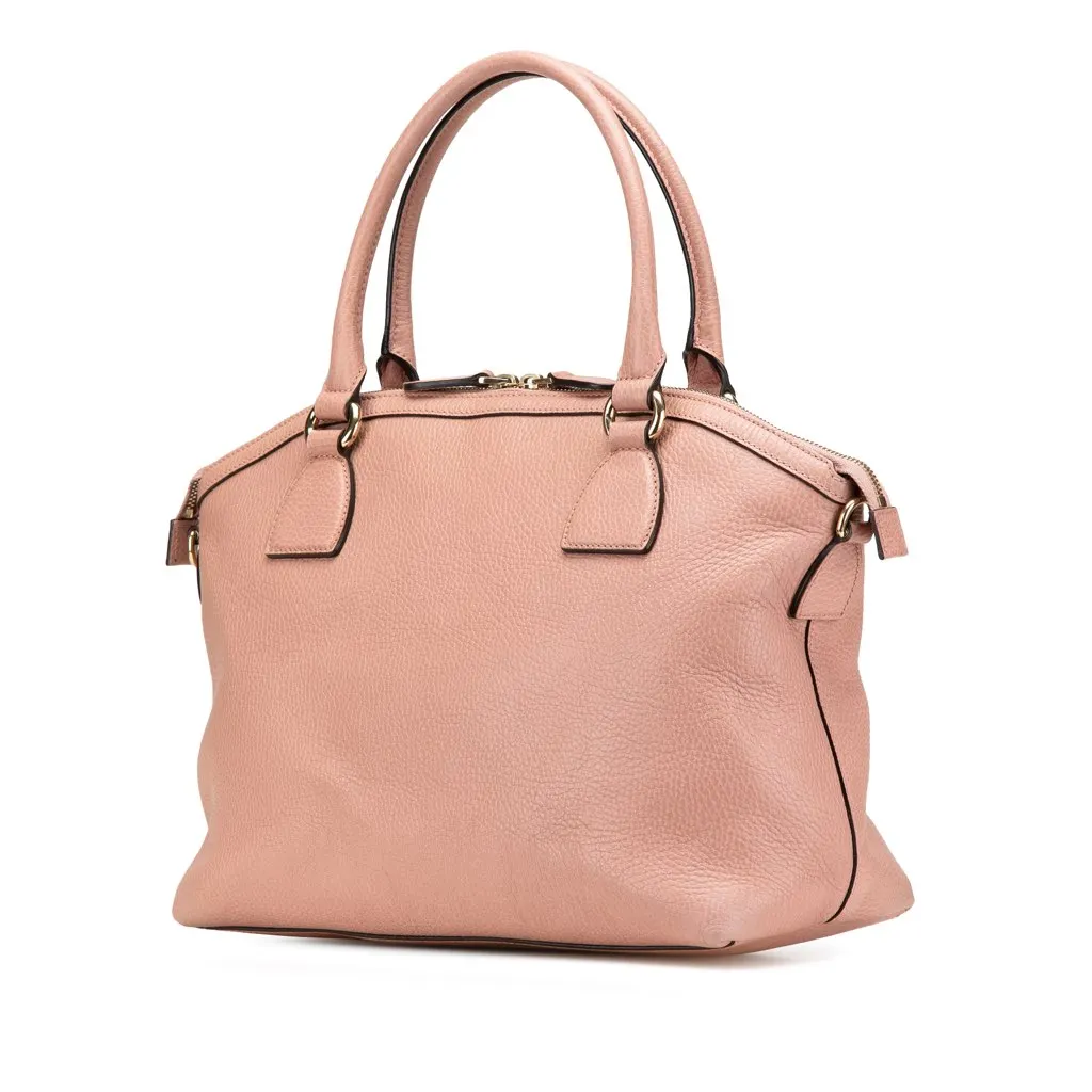 Gucci Medium Leather GG Charm Dome Satchel Pink Leather Very good - Back View