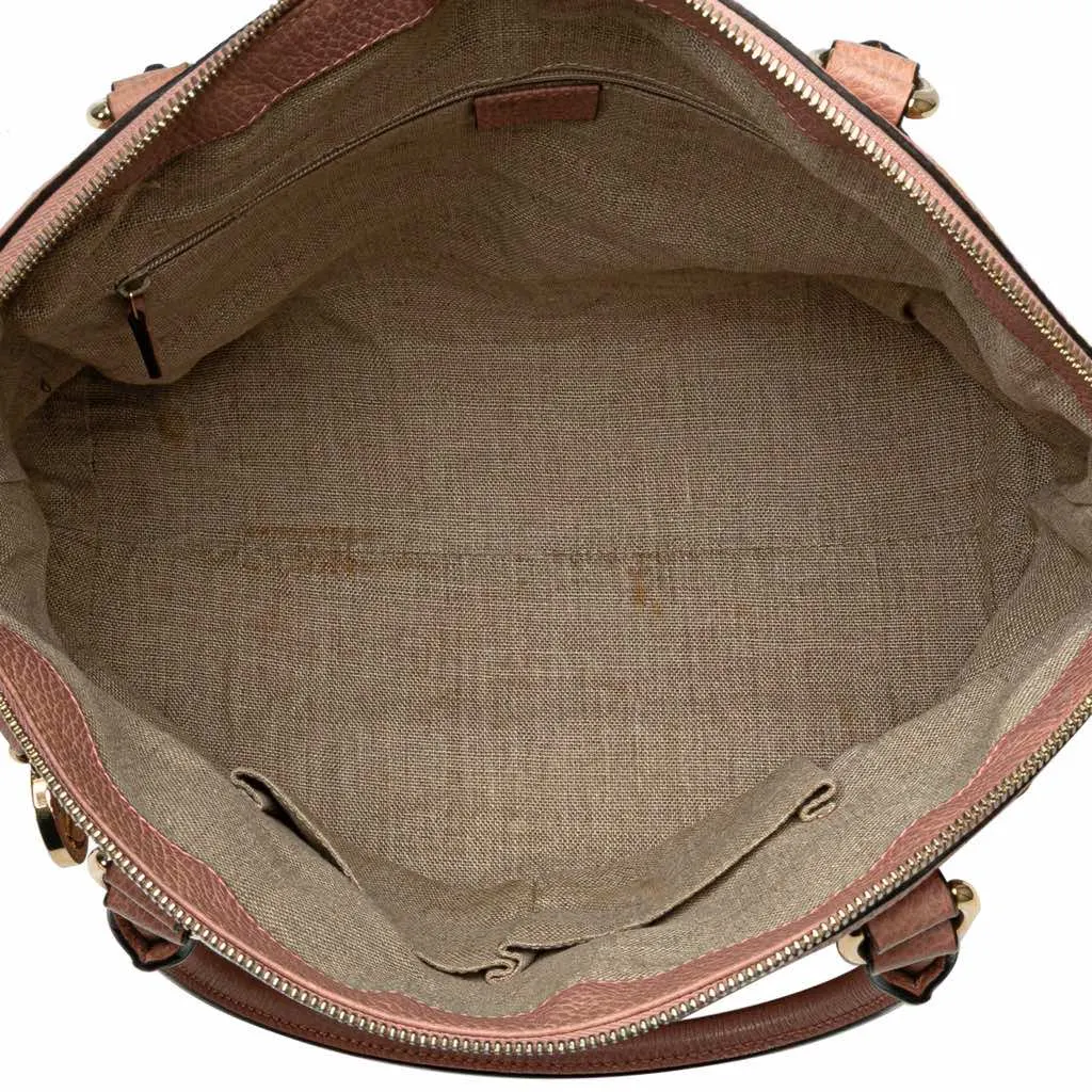 Gucci Medium Leather GG Charm Dome Satchel Pink Leather Very good - Model View