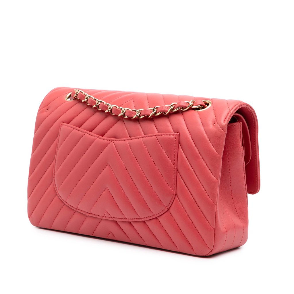 Chanel Medium Classic Chevron Lambskin Double Flap - Back view