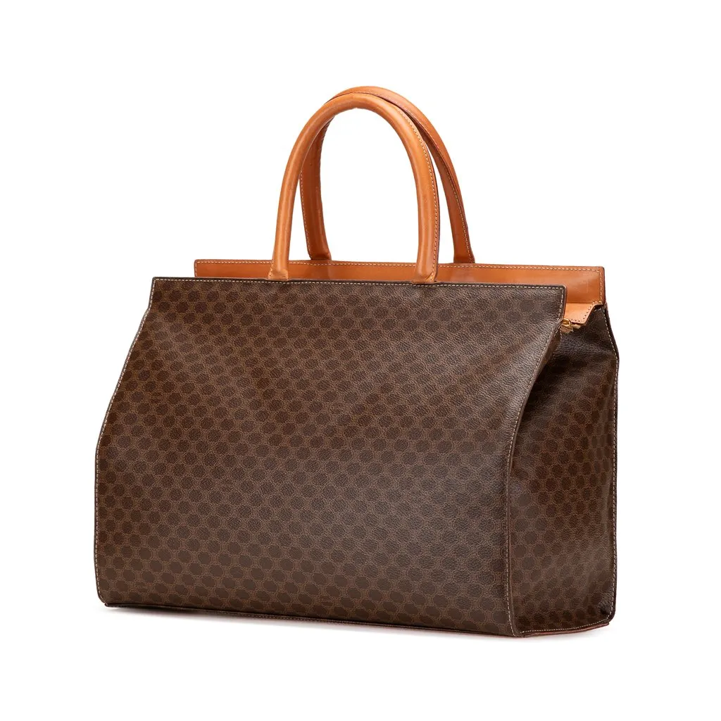Celine Macadam Coated Canvas Handbag Brown Canvas Good - Back View