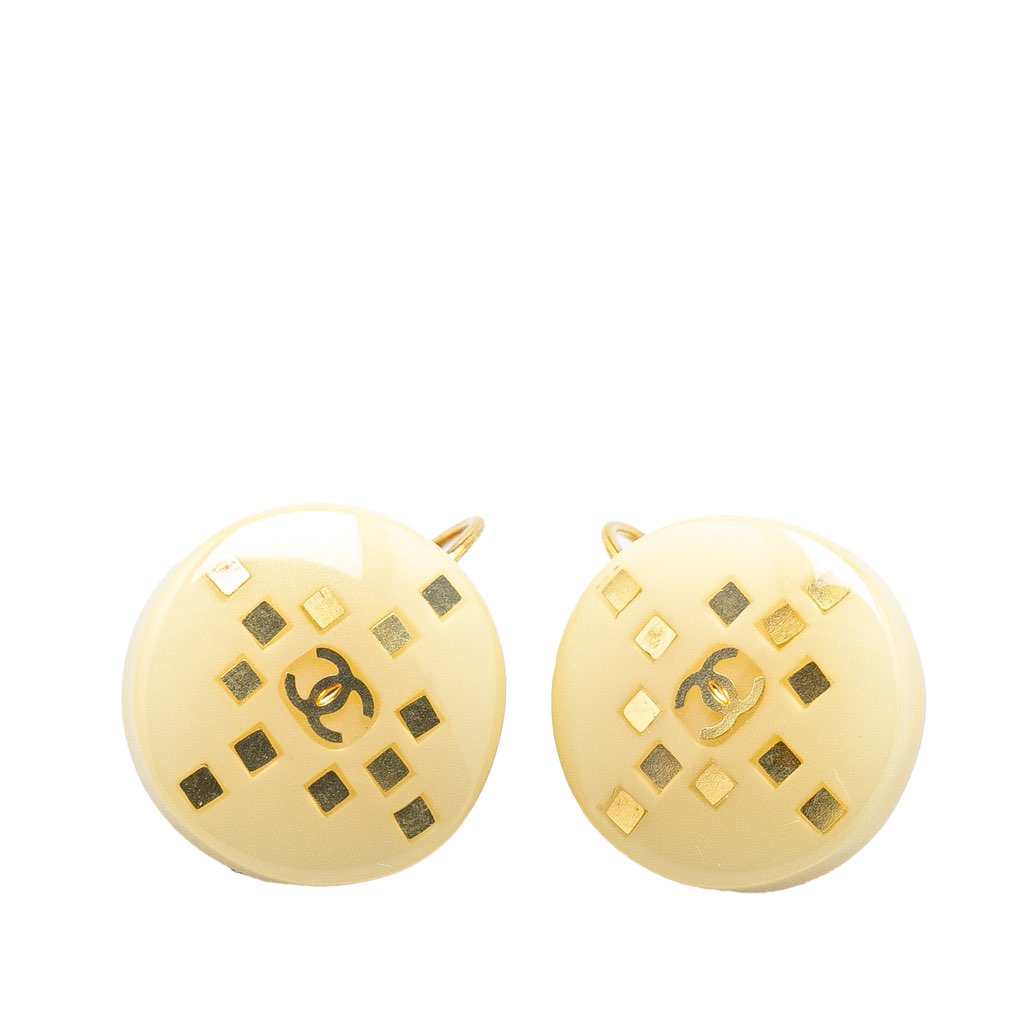 Chanel Resin and Gold-Plated Glitter CC Clip On Earrings