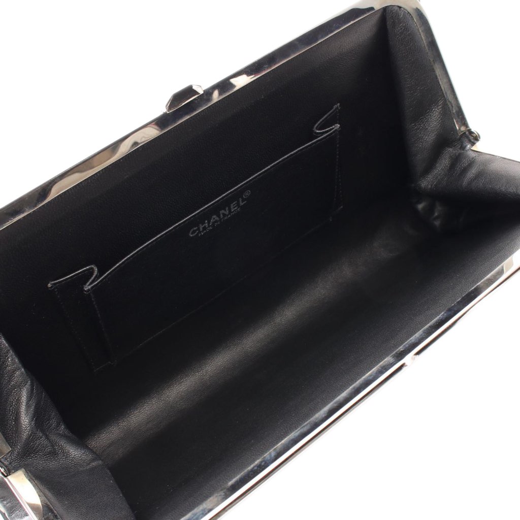 Chanel CC Choco Bar Quilted Lambskin Crystal Frame Clutch - 4