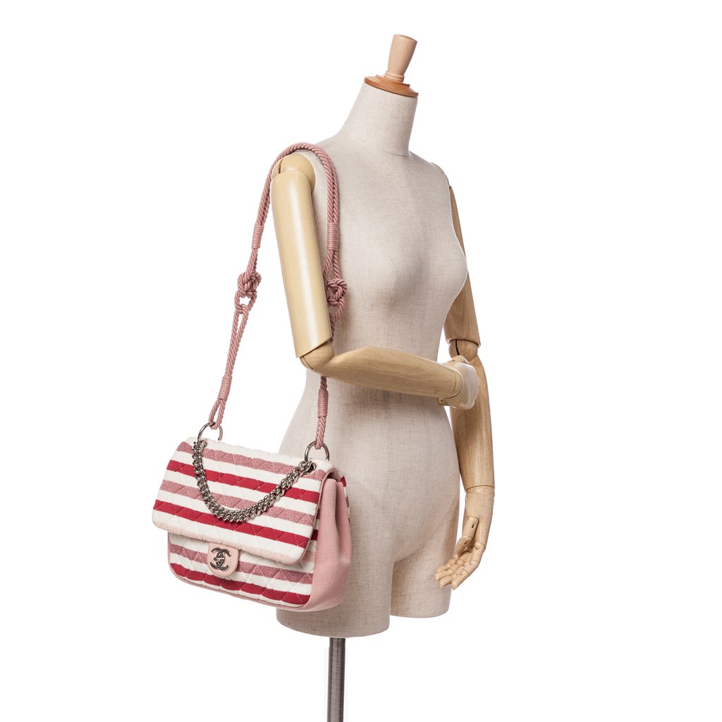 Chanel Jumbo Stripe Jersey Felt and Rope Flap - Image 12