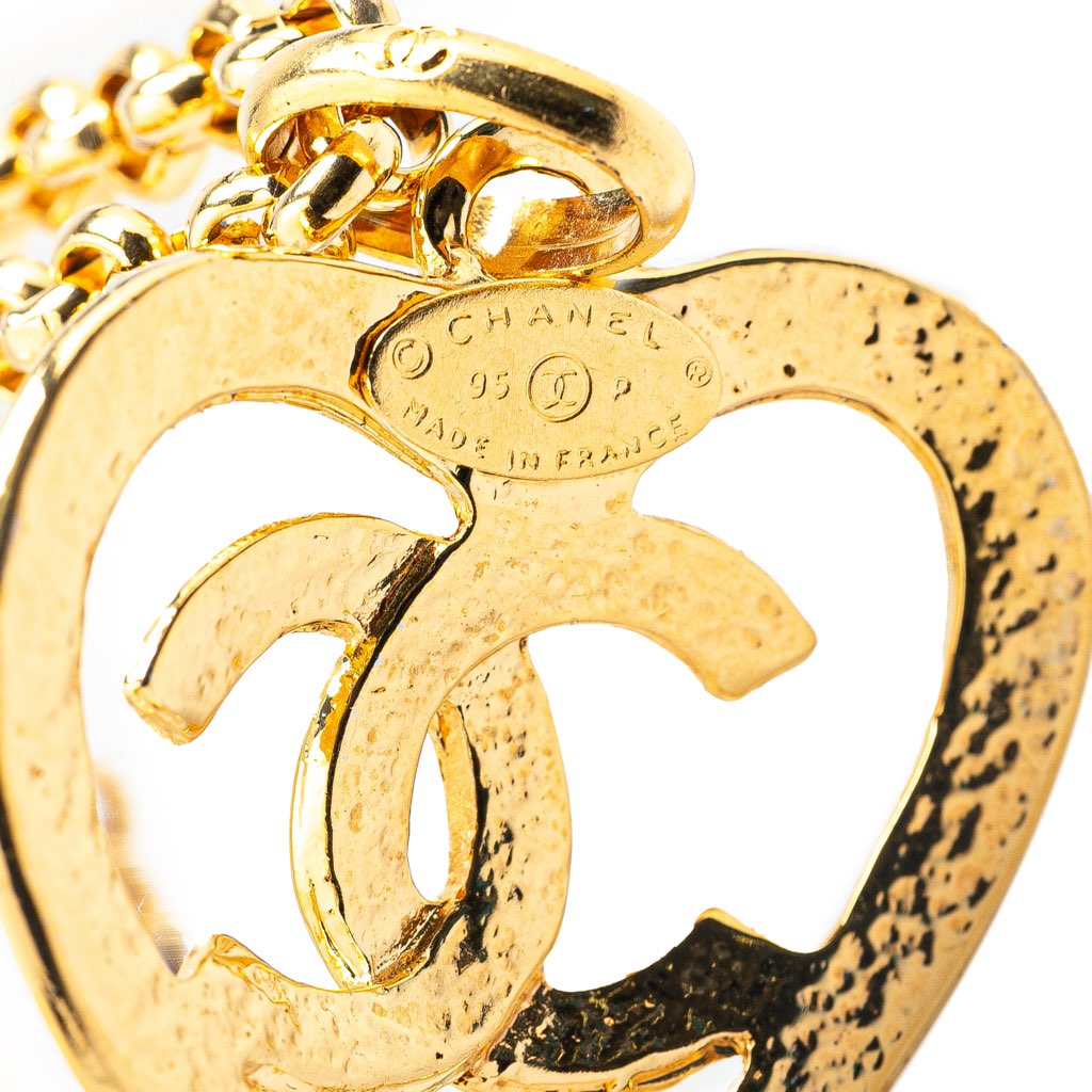 Chanel Gold Plated CC Heart Pendant Necklace - 3