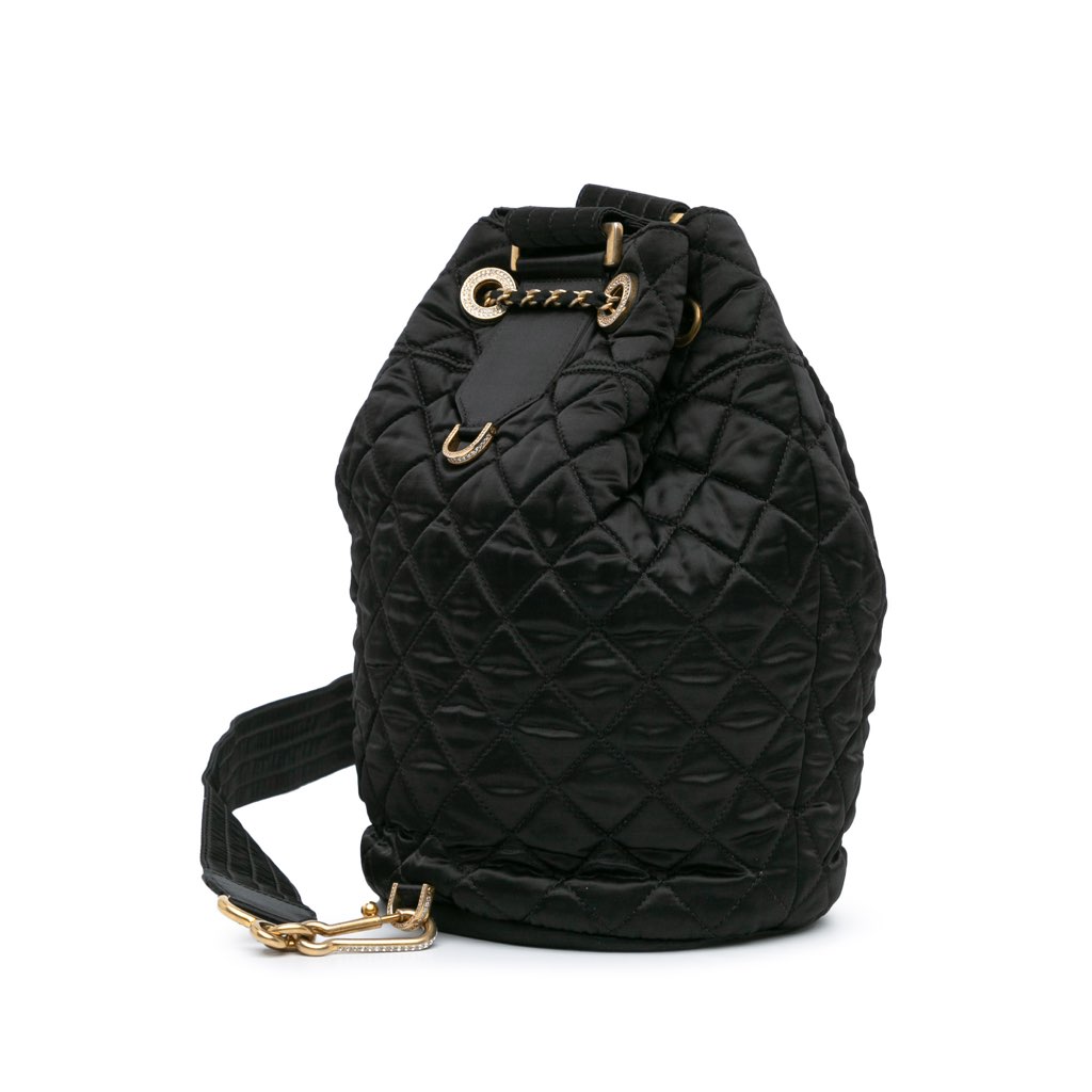 Chanel Quilted Nylon Crystal CC Drawstring Sling Bag - 2