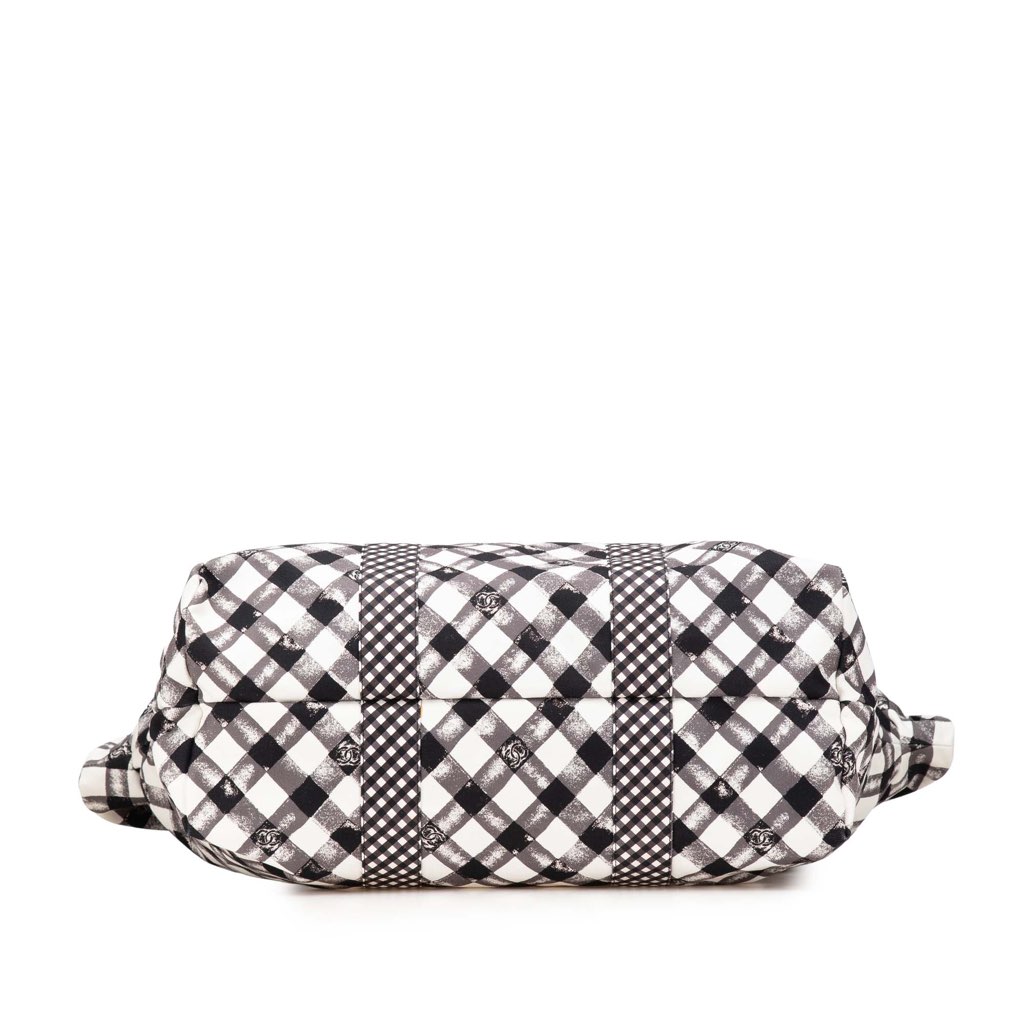 Chanel Printed Canvas Gingham Weekender Tote - Image 6