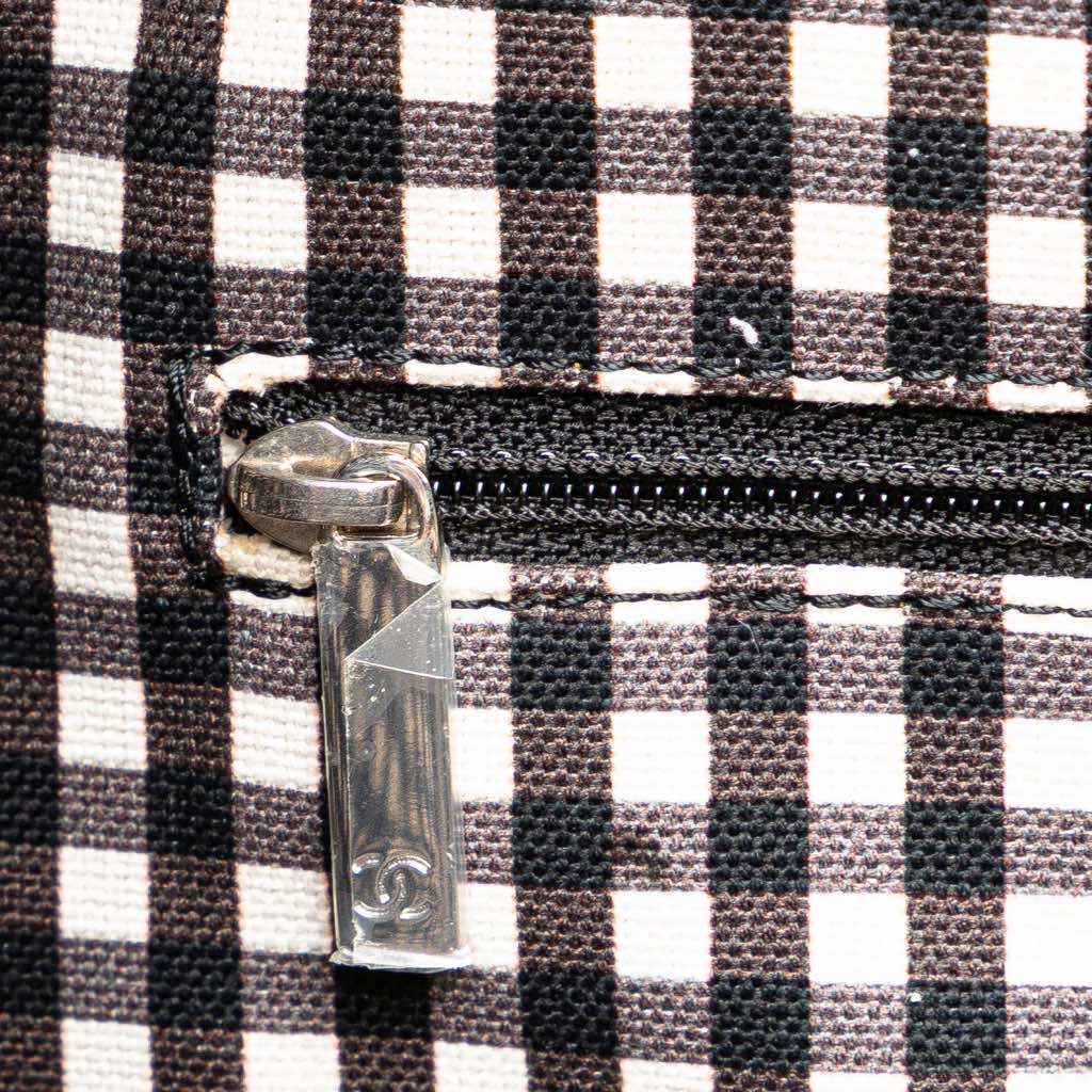 Chanel Printed Canvas Gingham Weekender Tote - Detail 1