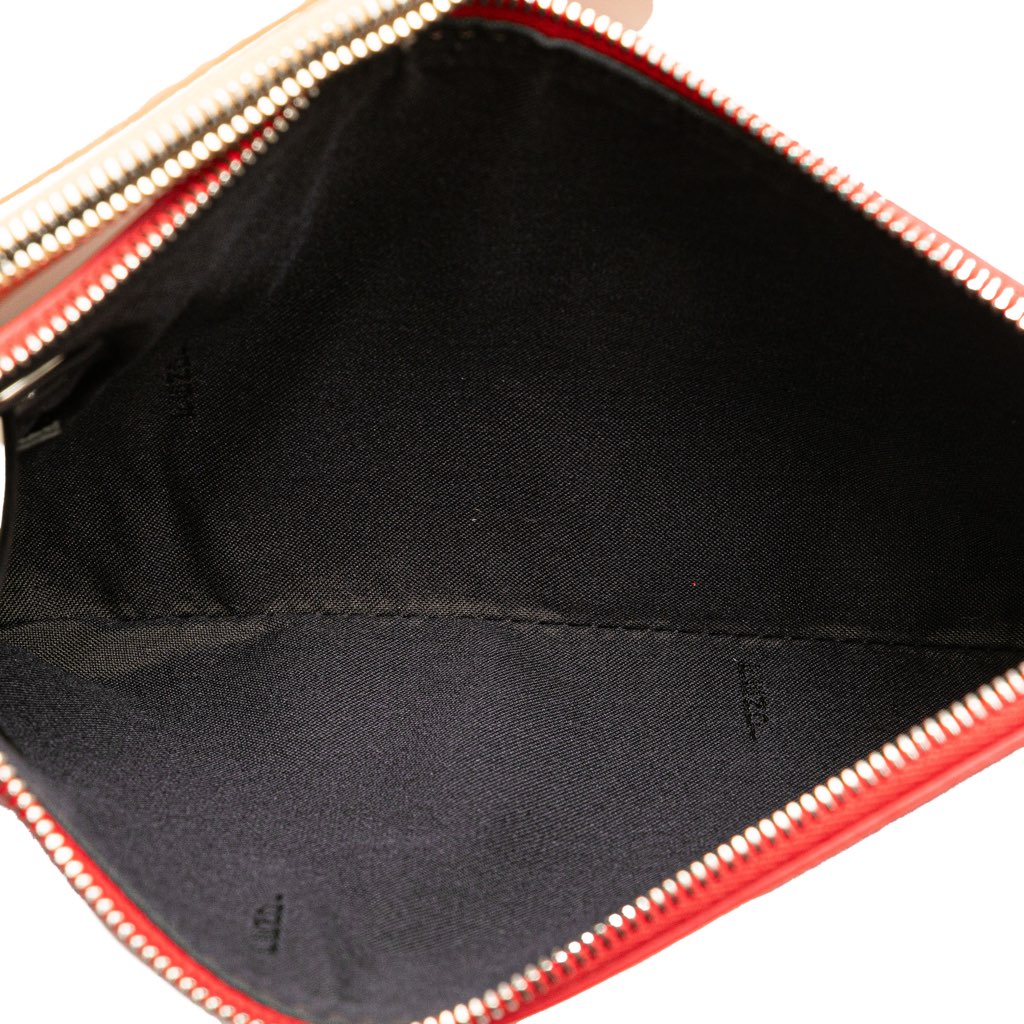 Fendi Zucca Leather and Raffia Triplette Clutch - 4