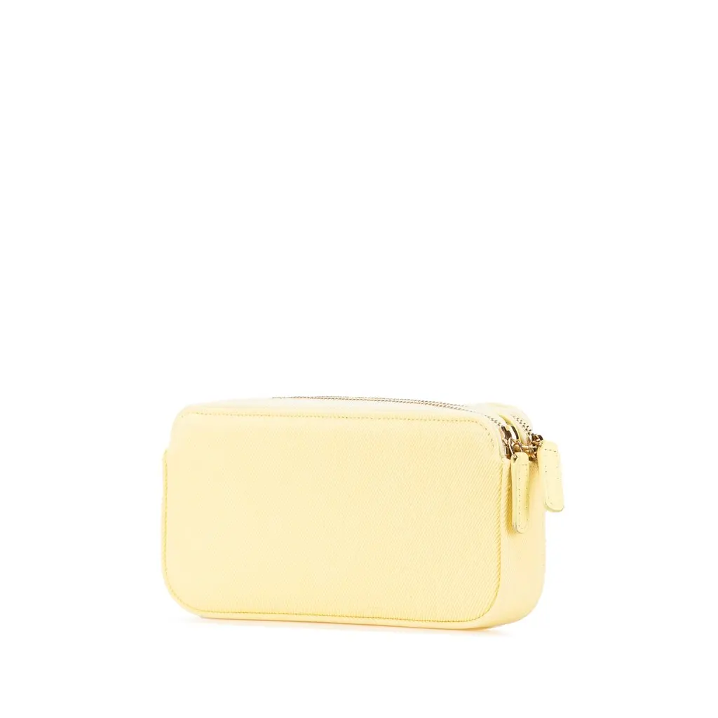 Chanel Denim Coco Fringe Double Zip Clutch with Chain Yellow Denim Good - Back View