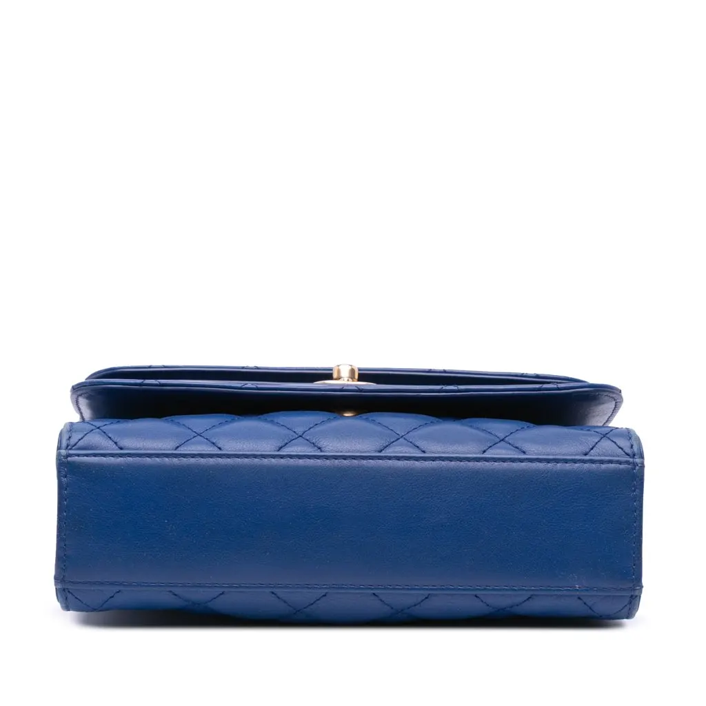 Chanel CC Quilted Calfskin Triple Flap Blue Leather Good - Inside View