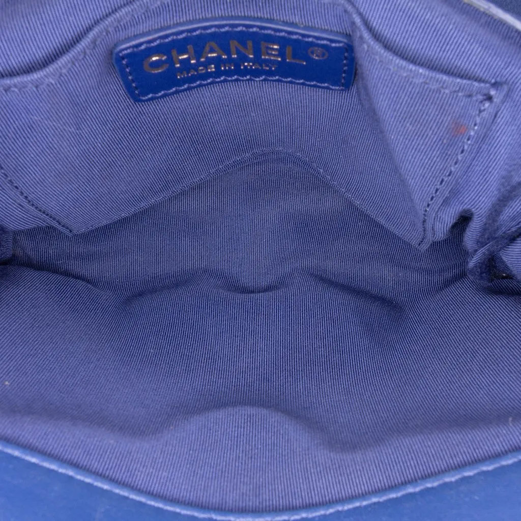 Chanel CC Quilted Calfskin Triple Flap Blue Leather Good - Model View