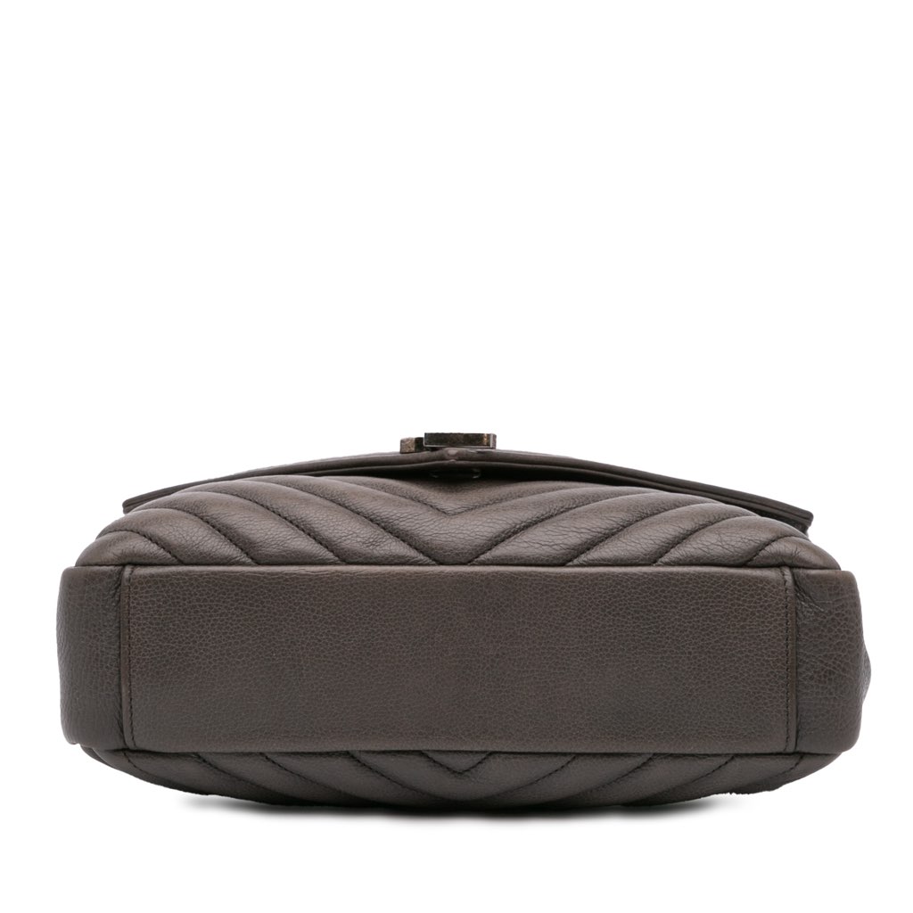 Saint Laurent Medium Quilted Chevron Sheepskin College Satchel - 3