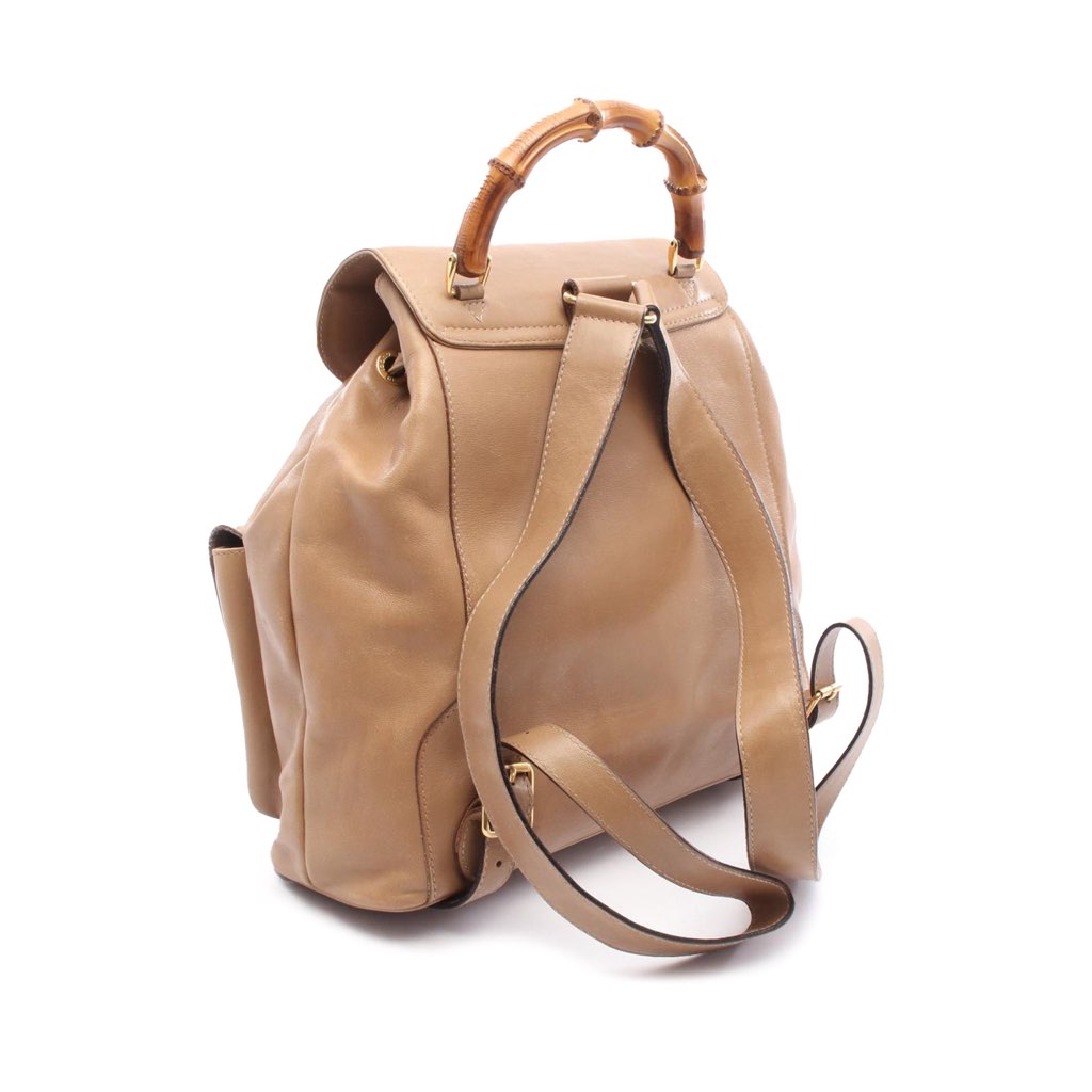Gucci Leather Bamboo Drawstring Backpack - 2