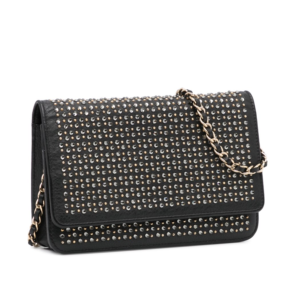 Chanel Studded Leather Wallet on Chain - 2