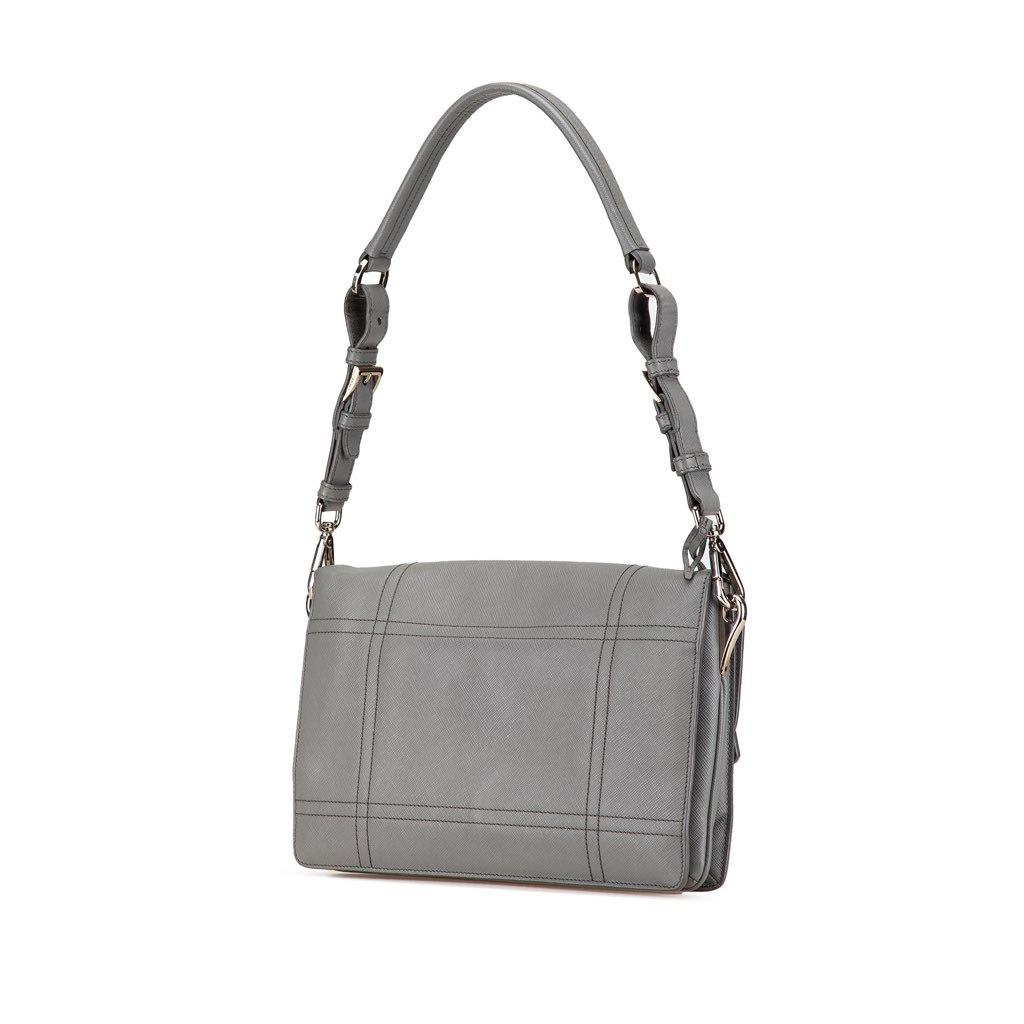 Prada Saffiano Soft Stitched Sound Lock Shoulder Bag - 2