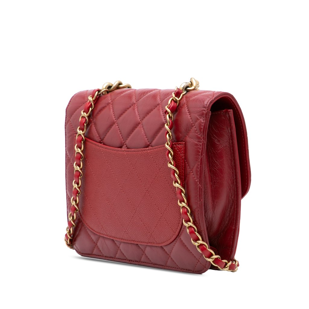 Chanel Small Quilted Calfskin and Caviar Chain Handle Flap - Back view