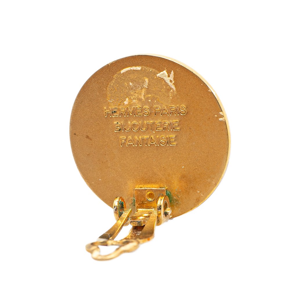 Hermès Gold Plated Bijouterie Fantaisie Clou De Selle Clip On Earrings - 4