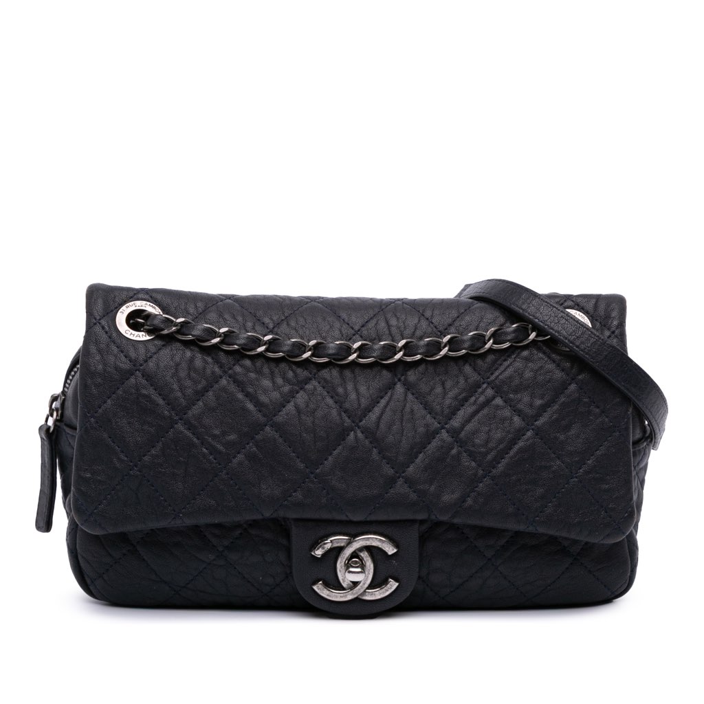Chanel Small Quilted Distressed Calfskin Easy Flap
