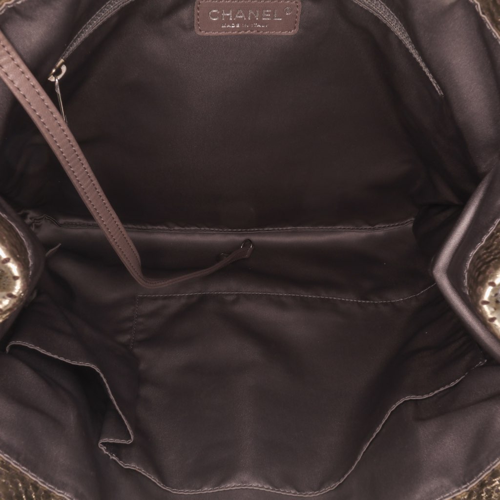 Chanel Perforated Crackled Metallic Calfskin Drill Tote - 4