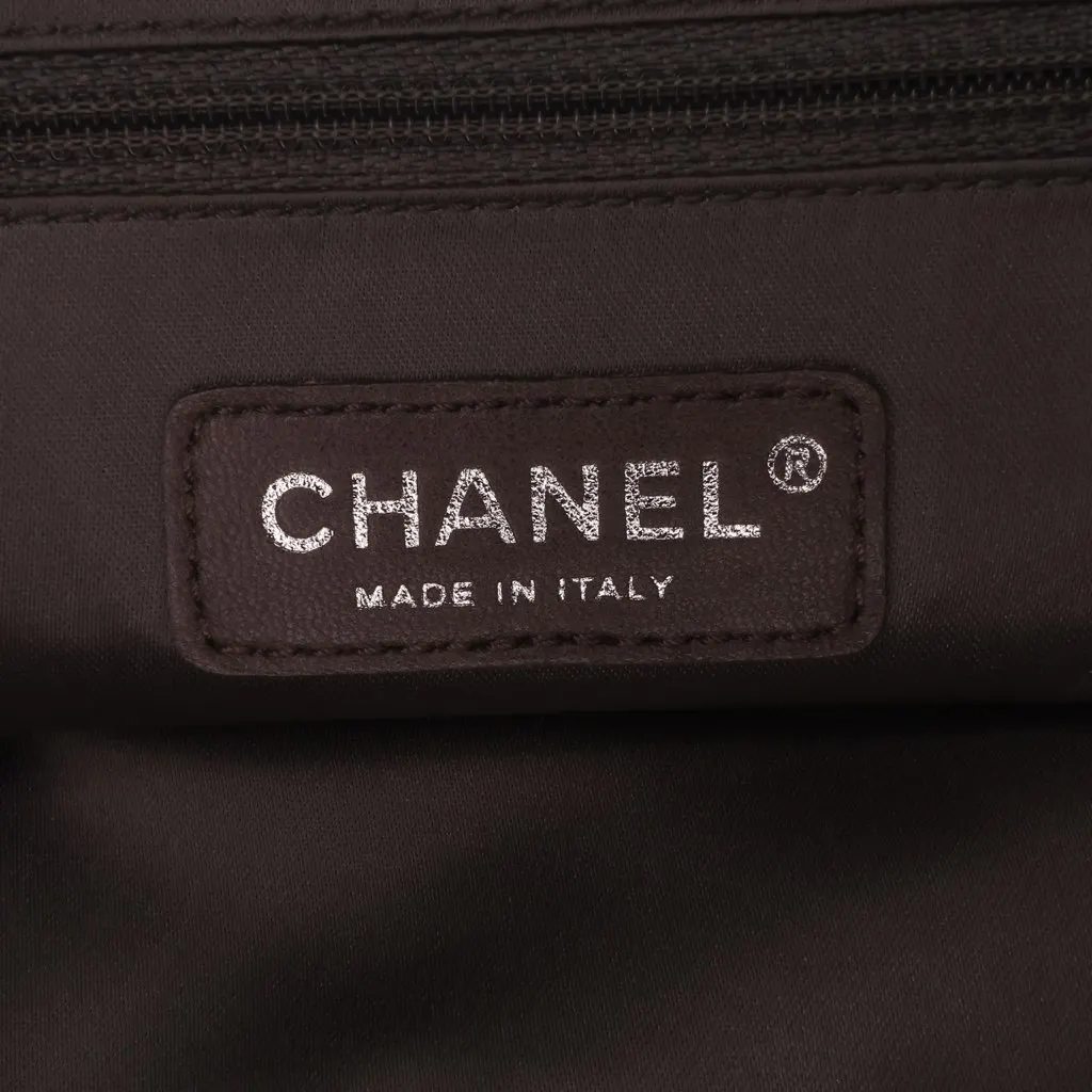 Chanel Perforated Crackled Metallic Calfskin Drill Tote Gold Leather Very good - Box View
