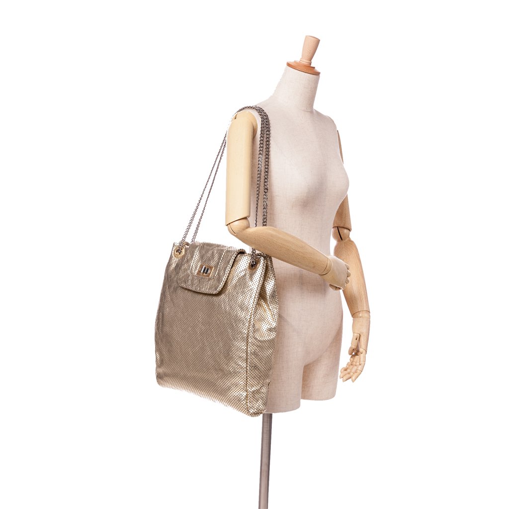 Chanel Perforated Crackled Metallic Calfskin Drill Tote - Image 12
