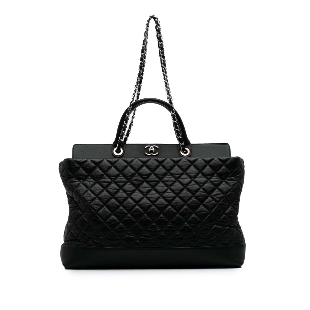 Chanel Quilted Aged Calfskin Be CC Shopper Tote
