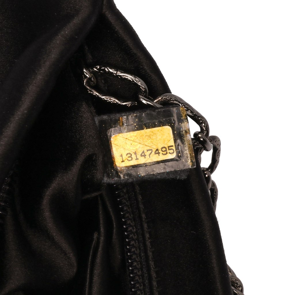 Chanel Satin Diamante Camellia Clutch with Chain - Detail 1