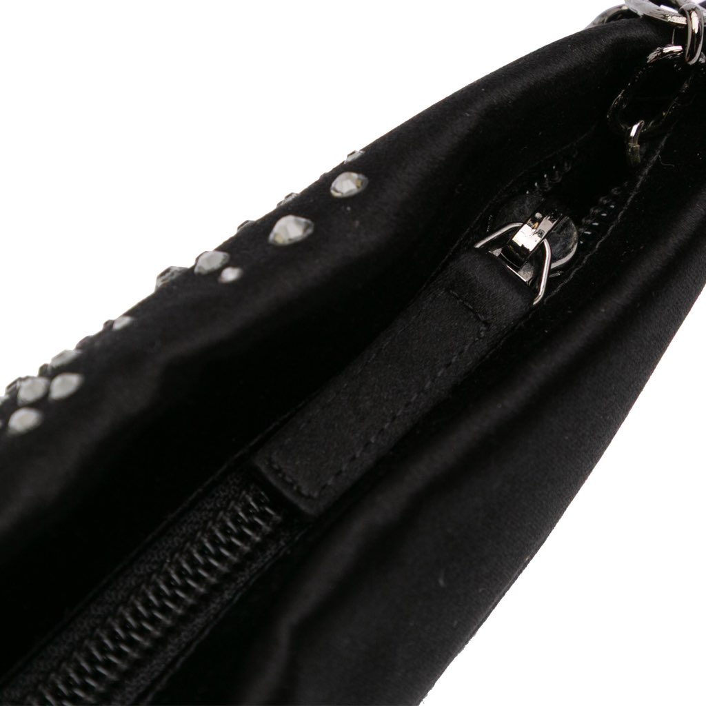 Chanel Satin Diamante Camellia Clutch with Chain - Detail 2