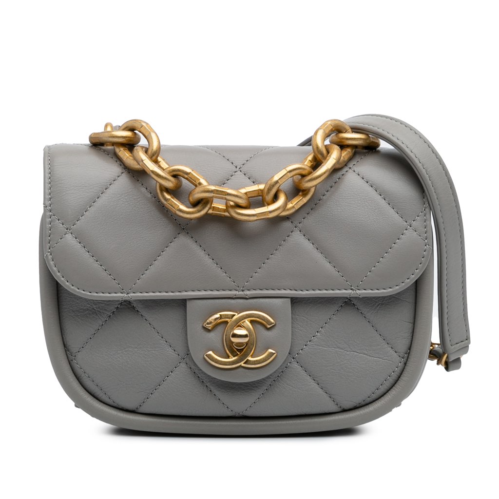 Chanel CC Quilted Lambskin Rounded Flap