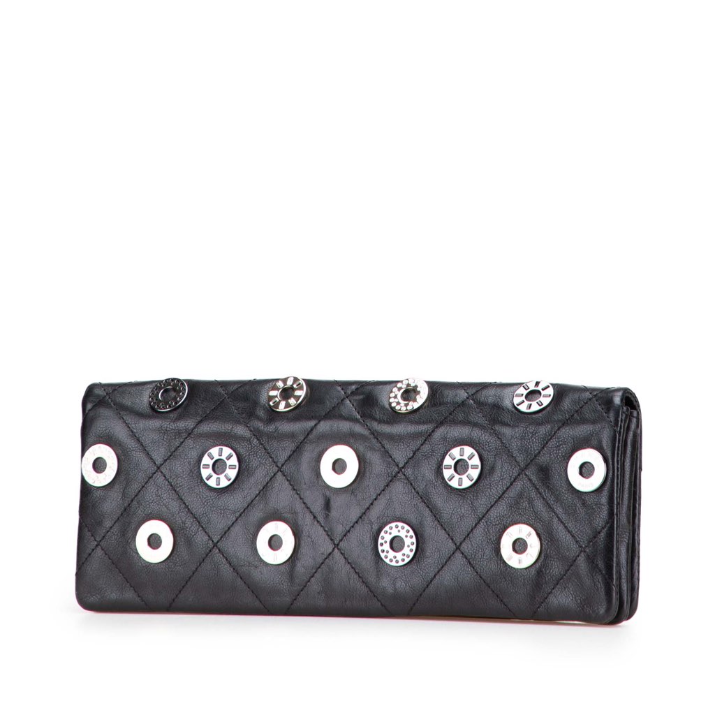 Chanel Quilted Calfskin Star Attitude Grommet Fold Over Clutch - 2