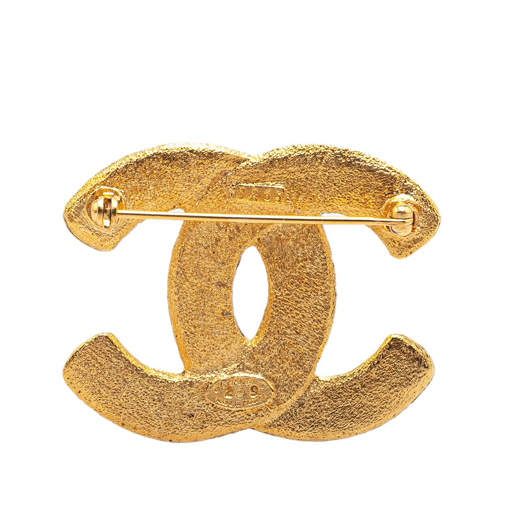 Chanel Gold Plated CC Brooch - 2
