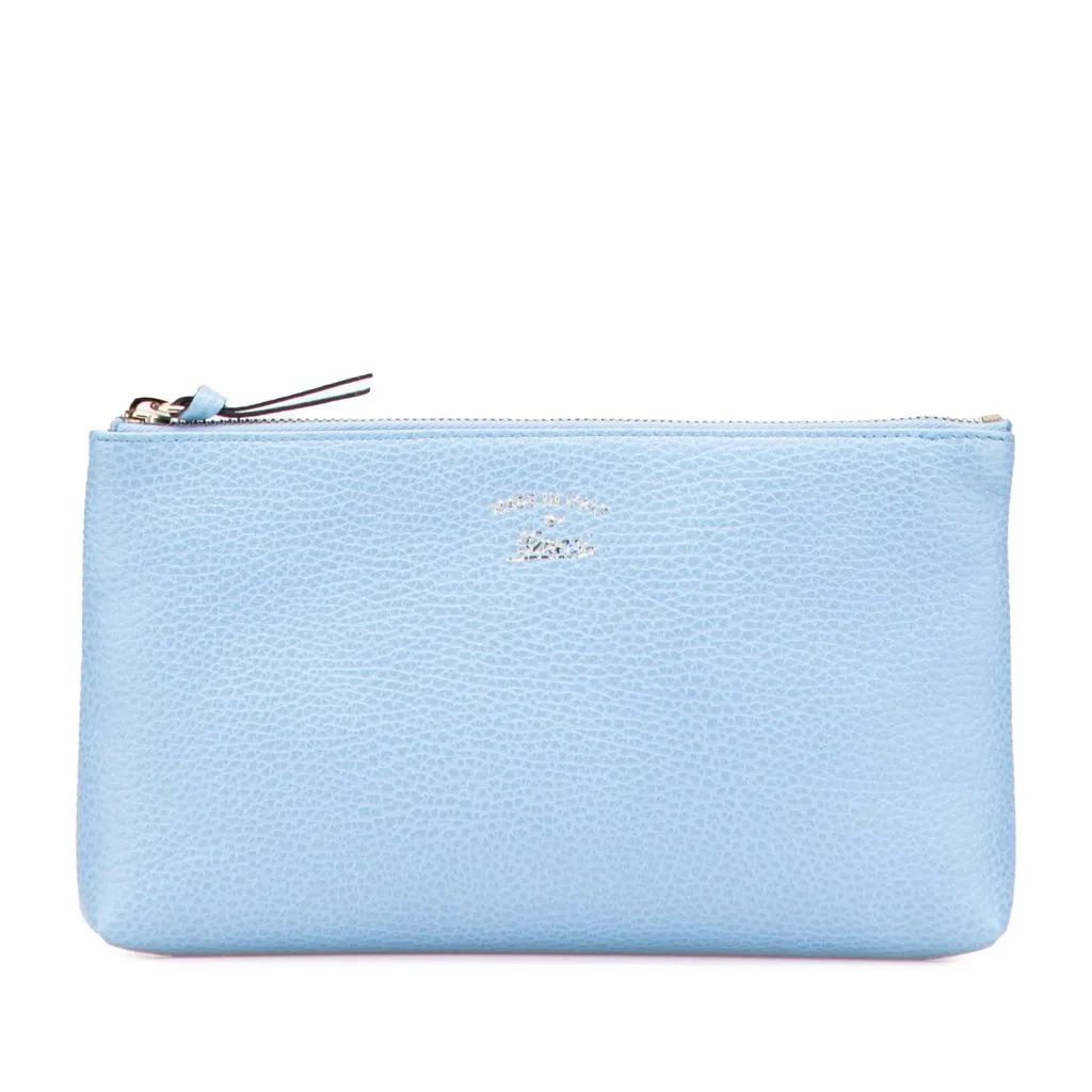 Gucci Large Dollar Calfskin Swing Pouch Blue Leather Very good - Front View
